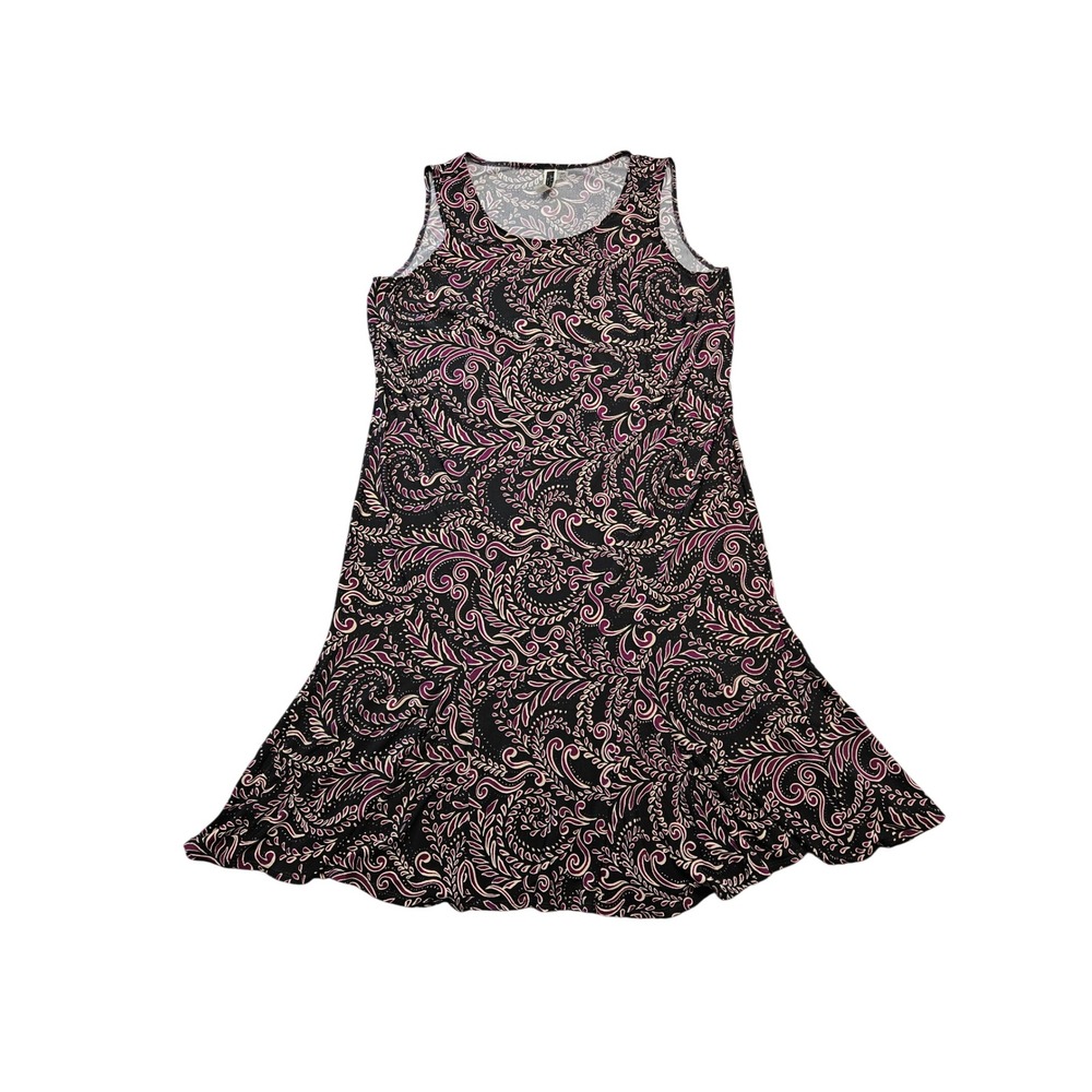 Julian Taylor New York Womens 18W Paisley Fit Flare Sleeveless Dress Purple Blck